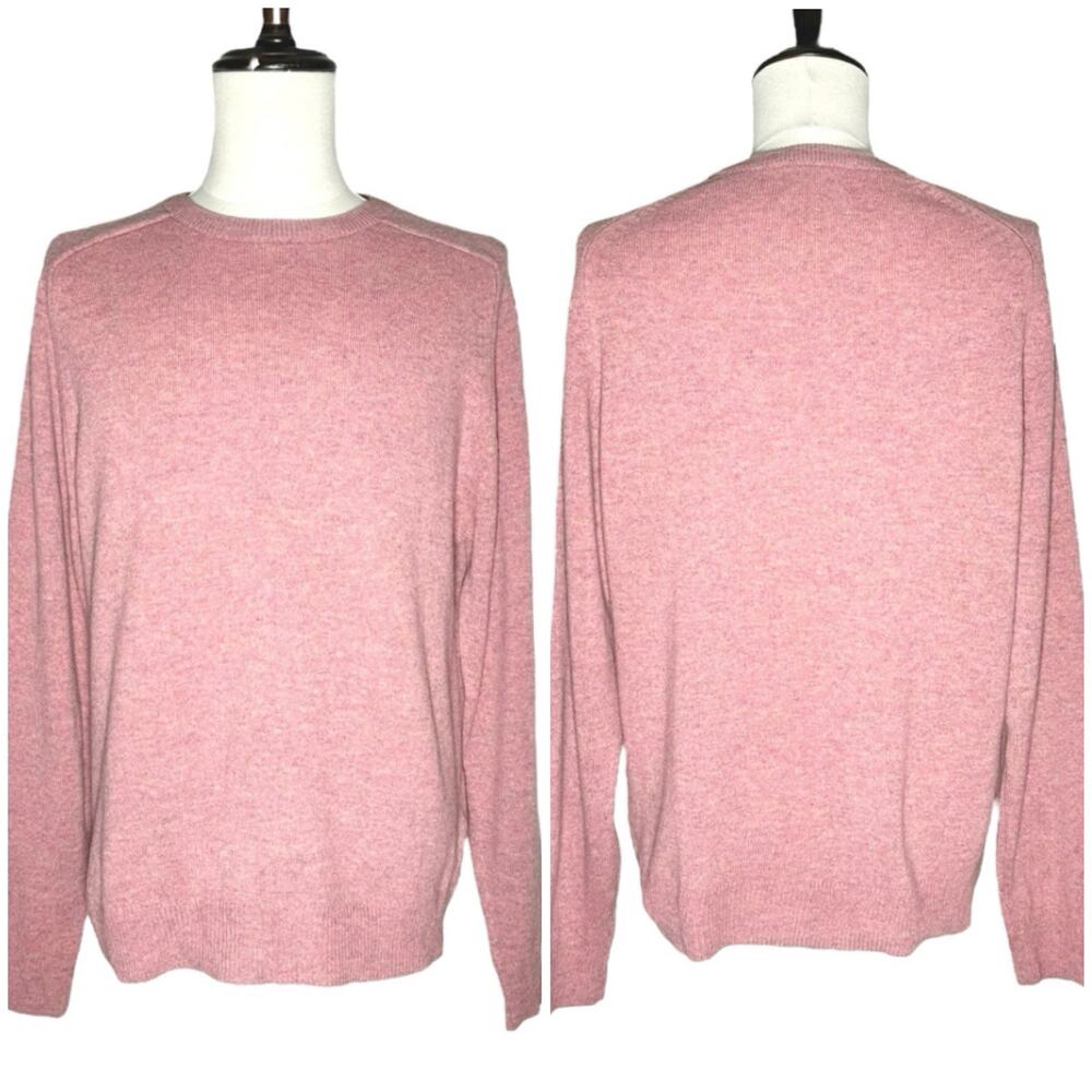 M&S Collection | Men | 100% Fine Lambs Wool Marled Pink Crew Sweater | Large